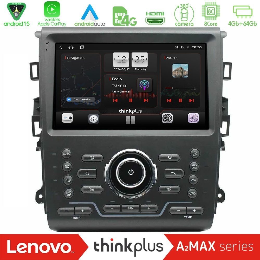 Lenovo Thinkplus A2MAX Series 8Core Android15 4+64GB Ford Mondeo 2014-2021 Navigation Multimedia Tablet 9"