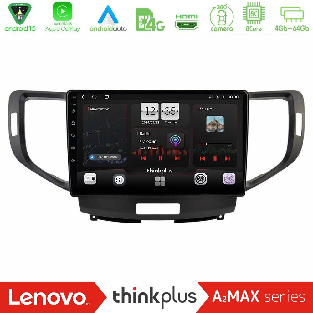 Lenovo Thinkplus A2MAX Series 8Core Android15 4+64GB  Honda Accord 2008-2015 Navigation Multimedia Tablet 9"