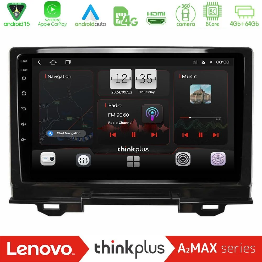 Lenovo Thinkplus A2MAX Series 8Core Android15 4+64GB  Honda HR-V 2021-> Navigation Multimedia Tablet 9"