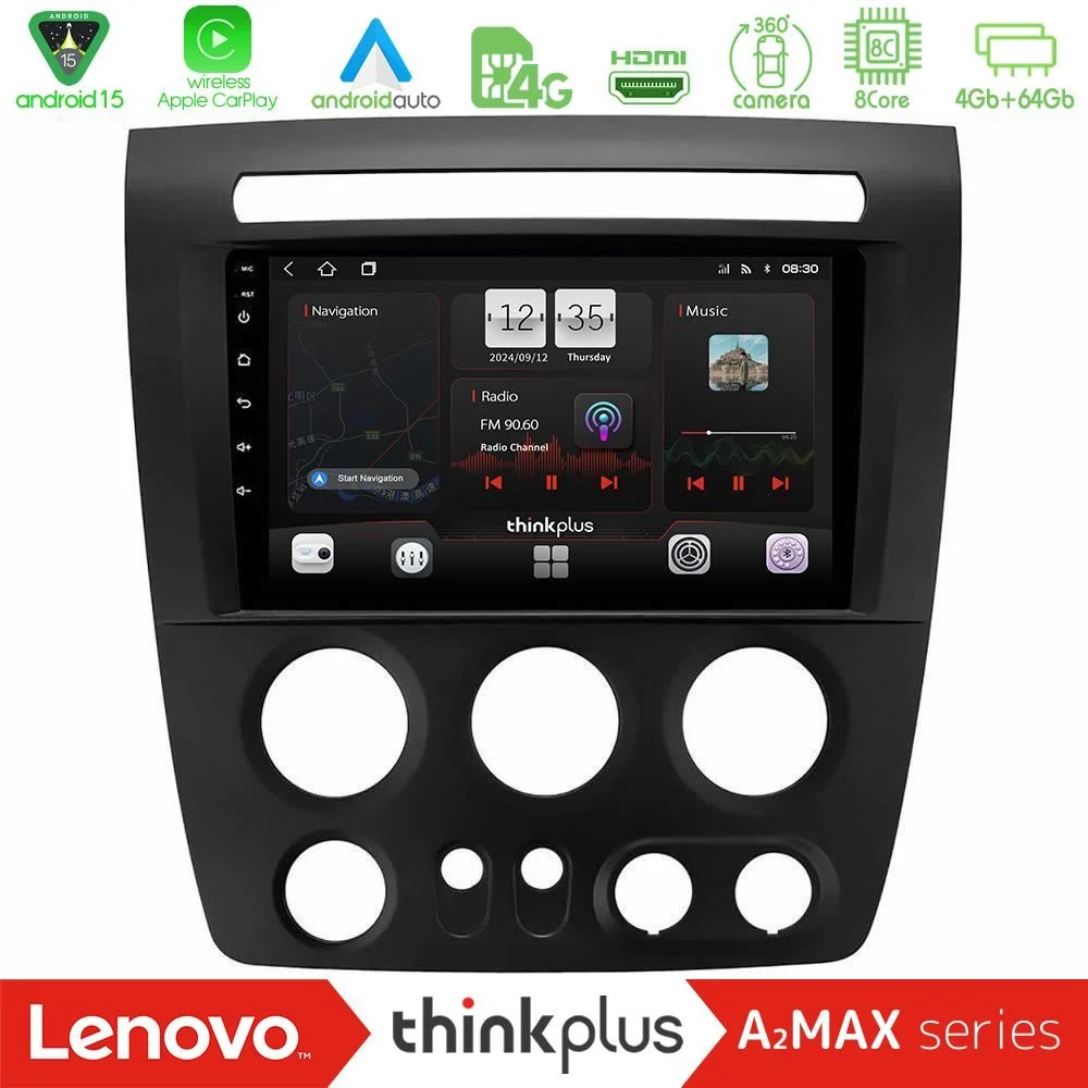 Lenovo Thinkplus A2MAX Series 8Core Android15 4+64GB  Hummer H3 2005-2009 Navigation Multimedia Tablet 9"