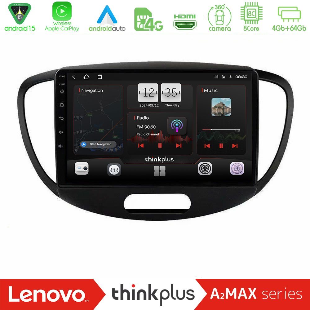 Lenovo Thinkplus A2MAX Series 8Core Android15 4+64GB  Hyundai i10 2008-2014 Navigation Multimedia Tablet 9"