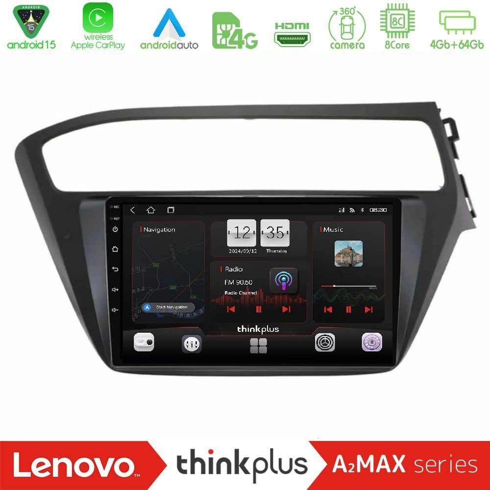 Lenovo Thinkplus A2MAX Series 8Core Android15 4+64GB Hyundai i20 2018-2020 RHD Navigation Multimedia Tablet 9"