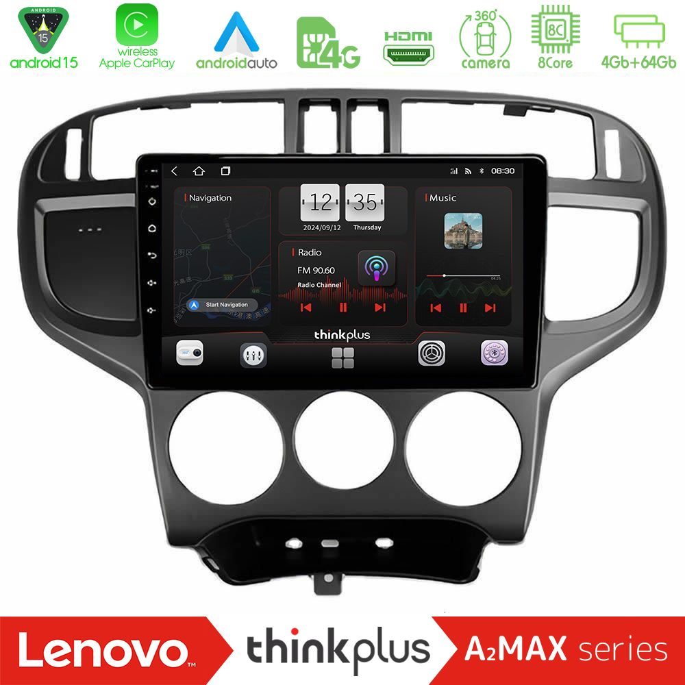 Lenovo Thinkplus A2MAX Series 8Core Android15 4+64GB Hyundai Matrix 2001-2010 Navigation Multimedia Tablet 9"