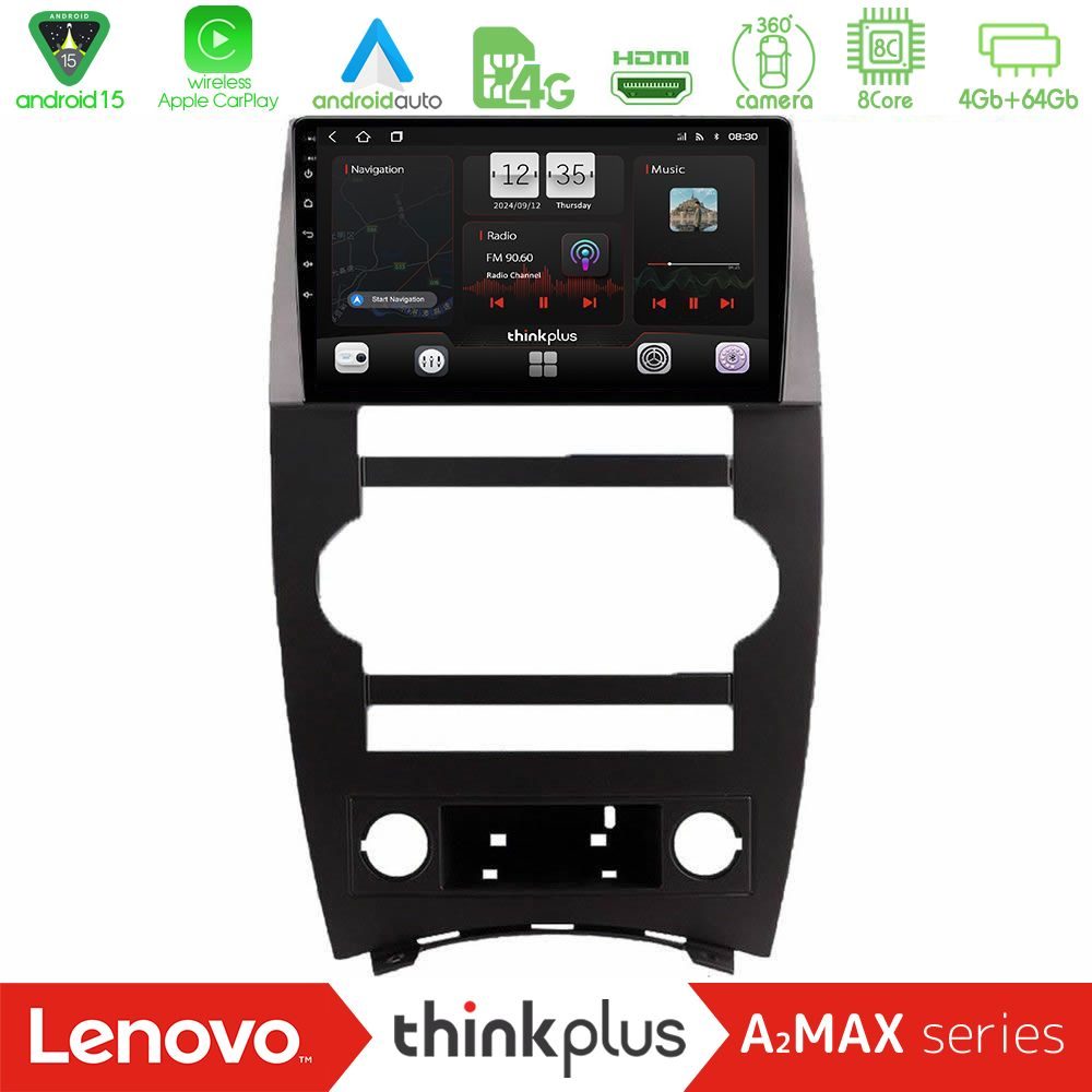 Lenovo Thinkplus A2MAX Series 8Core Android15 4+64GB Jeep Commander 2007-2008 Navigation Multimedia Tablet 9"