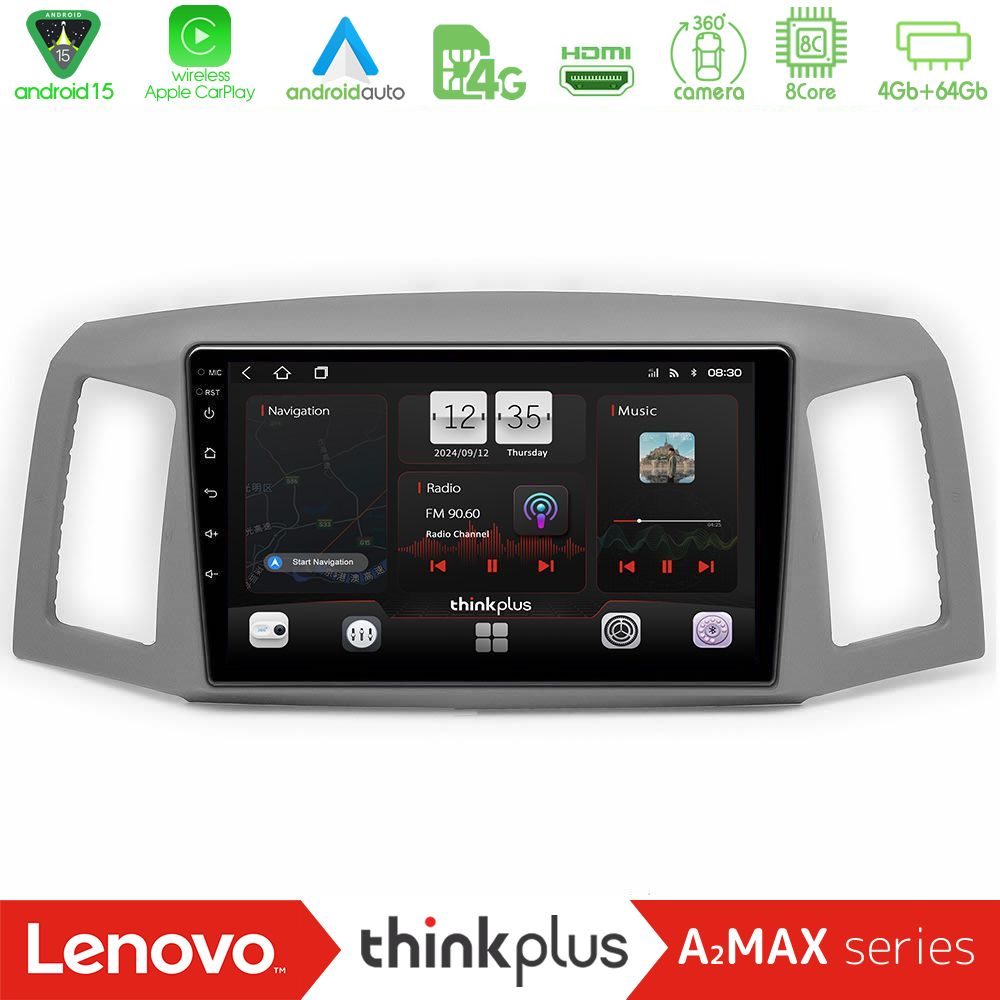 Lenovo Thinkplus A2MAX Series 8Core Android15 4+64GB  Jeep Grand Cherokee 2005-2007 Navigation Multimedia Tablet 10"