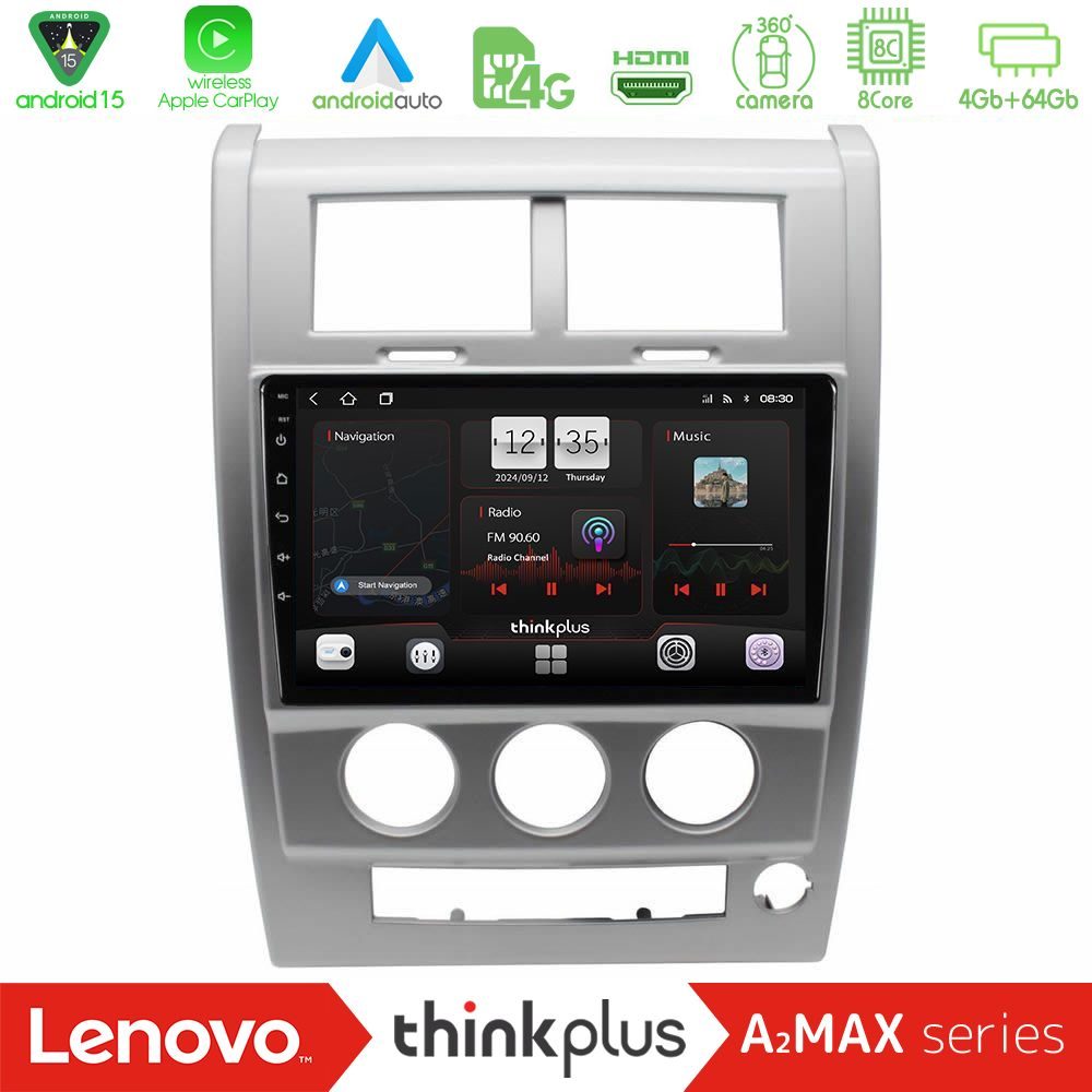 Lenovo Thinkplus A2MAX Series 8Core Android15 4+64GB  Jeep Cherokee (KK) 2008-2012 Navigation Multimedia Tablet 10"