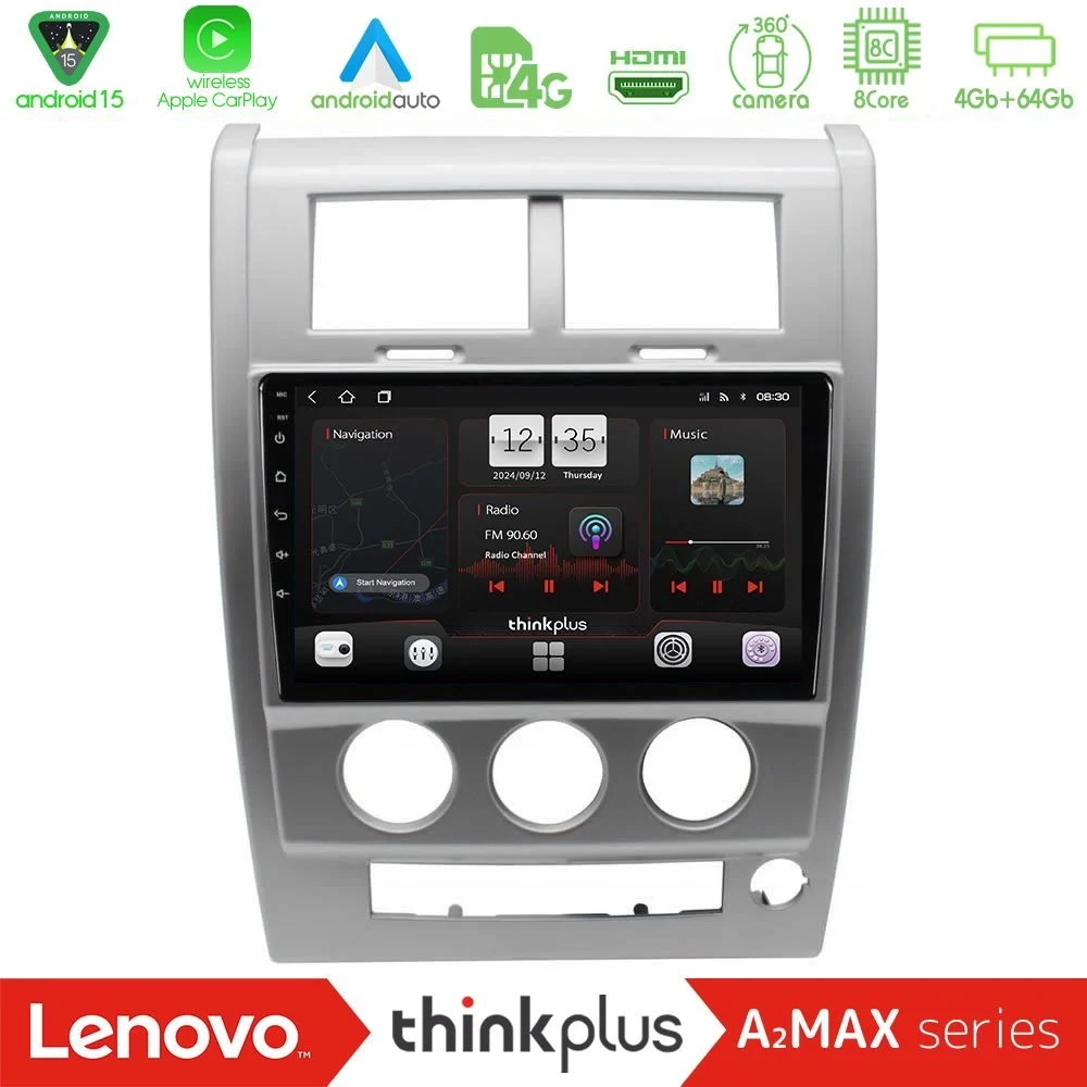 Lenovo Thinkplus A2MAX Series 8Core Android15 4+64GB Jeep Cherokee (KK) 2008-2012 Navigation Multimedia Tablet 10"