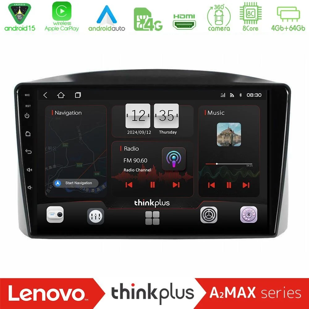 Lenovo Thinkplus A2MAX Series 8Core Android15 4+64GB Jeep Grand Cherokee 2005-2007 Navigation Multimedia Tablet 10"