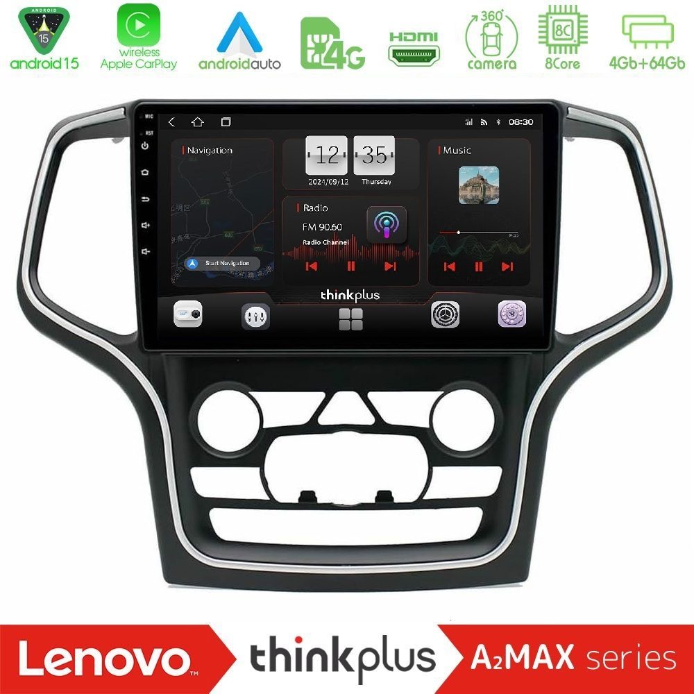 Lenovo Thinkplus A2MAX Series 8Core Android15 4+64GB Jeep Grand Cherokee 2014-2020 Navigation Multimedia Tablet 10"