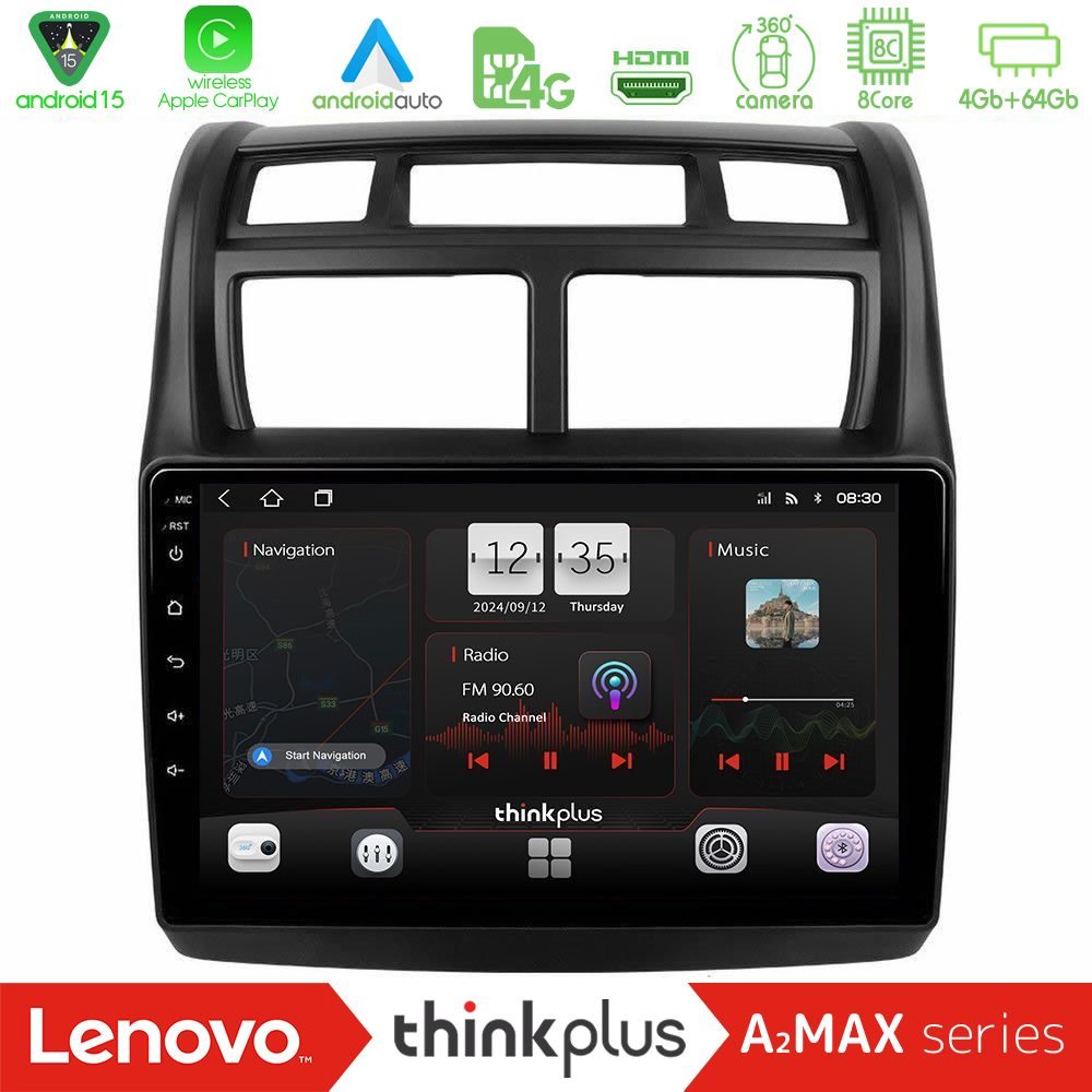 Lenovo Thinkplus A2MAX Series 8Core Android15 4+64GB  Kia Sportage 2008-2011 Navigation Multimedia Tablet 9"