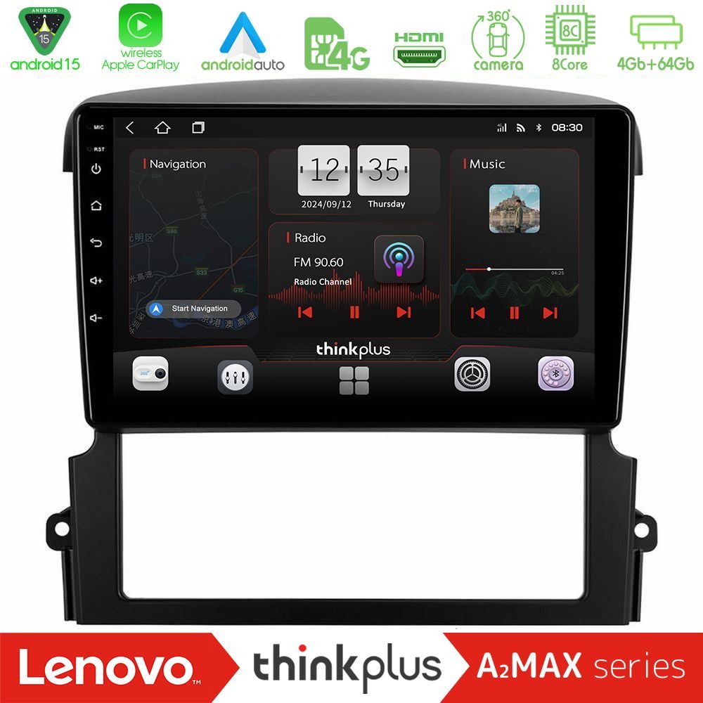 Lenovo Thinkplus A2MAX Series 8Core Android15 4+64GB Kia Sorento Navigation Multimedia Tablet 9"