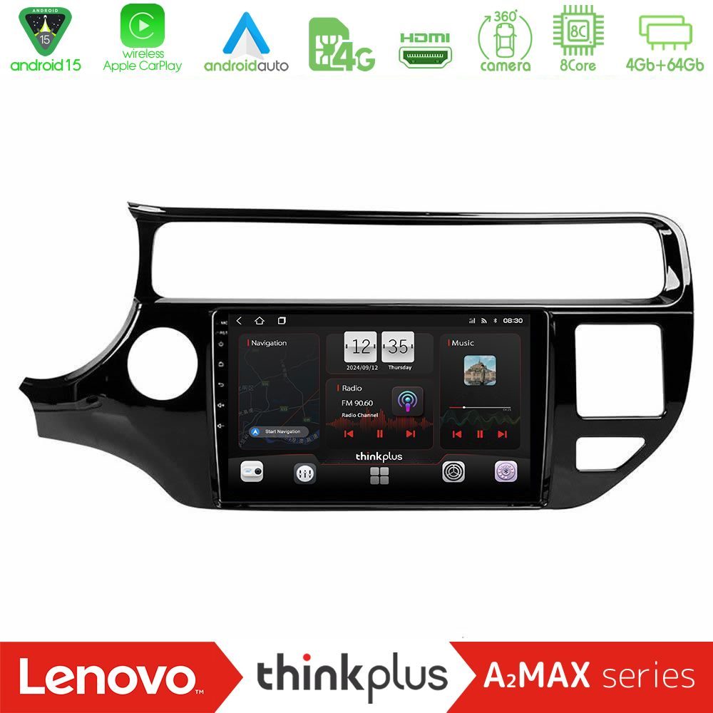 Lenovo Thinkplus A2MAX Series 8Core Android15 4+64GB  Kia Rio 2015-2017 Navigation Multimedia Tablet 9"