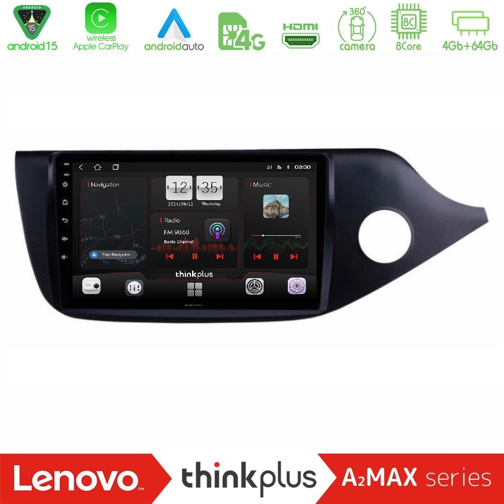 Lenovo Thinkplus A2MAX Series 8Core Android15 4+64GB Kia Cee’d/ProCeed 2013-2017 RHD Navigation Multimedia Tablet 9"