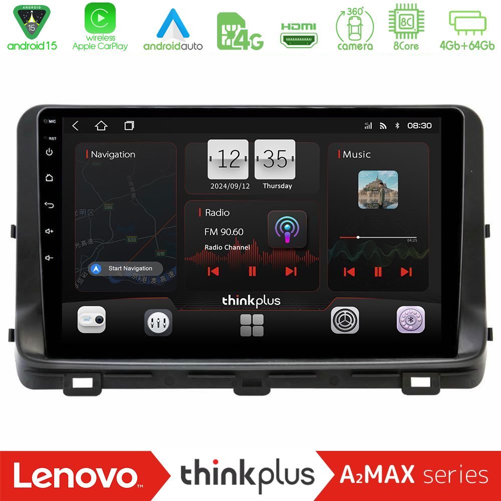 Lenovo Thinkplus A2MAX Series 8Core Android15 4+64GB Kia Ceed 2018-2023 Navigation Multimedia Tablet 10"