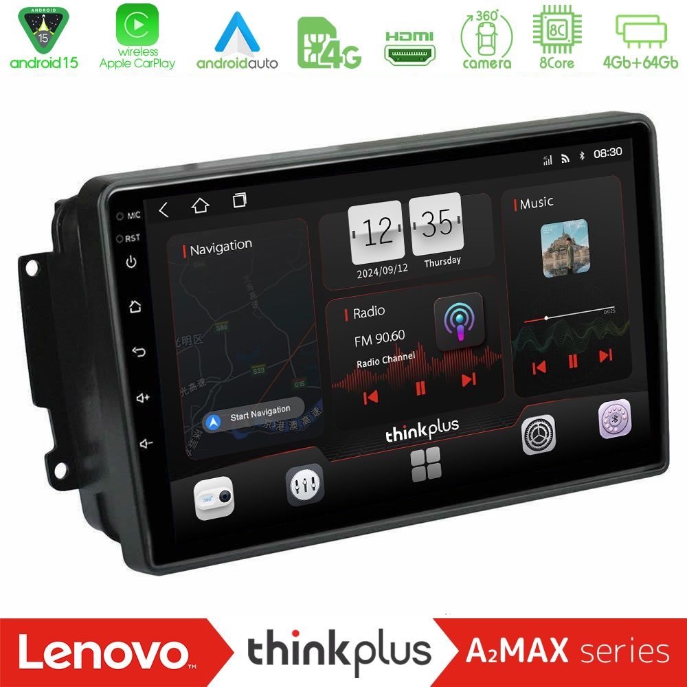 Lenovo Thinkplus A2MAX Series 8Core Android15 4+64GB  Mercedes C/CLK/G Class (W203/W209) Navigation Multimedia Tablet 9"