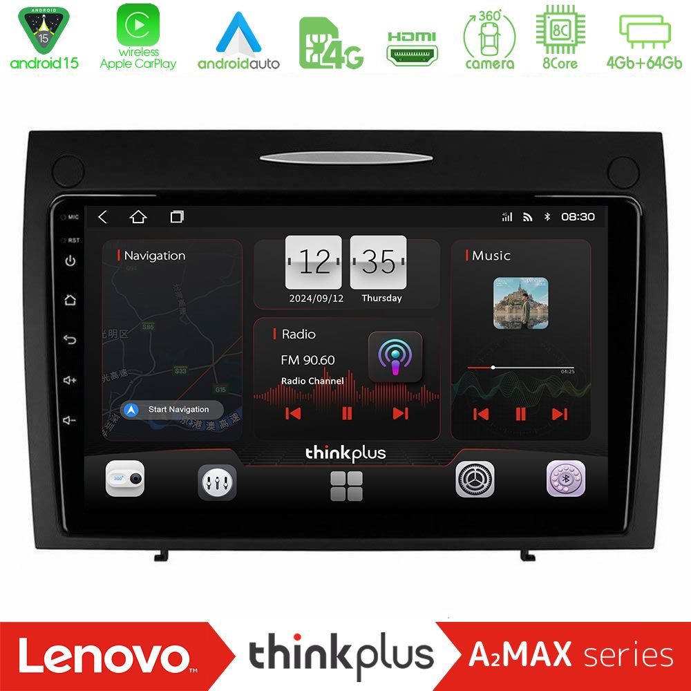 Lenovo Thinkplus A2MAX Series 8Core Android15 4+64GB  Mercedes SLK Class Navigation Multimedia Tablet 9"
