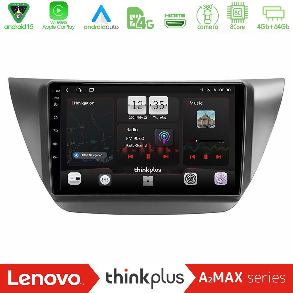Lenovo Thinkplus A2MAX Series 8Core Android15 4+64GB  Mitsubishi Lancer 2004 – 2008 Navigation Multimedia Tablet 9"