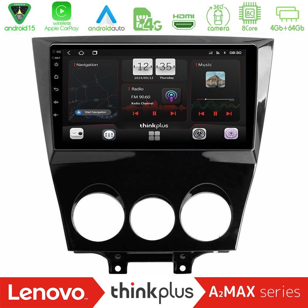 Lenovo Thinkplus A2MAX Series 8Core Android15 4+64GB  Mazda RX8 2008-2012 Navigation Multimedia Tablet 9"