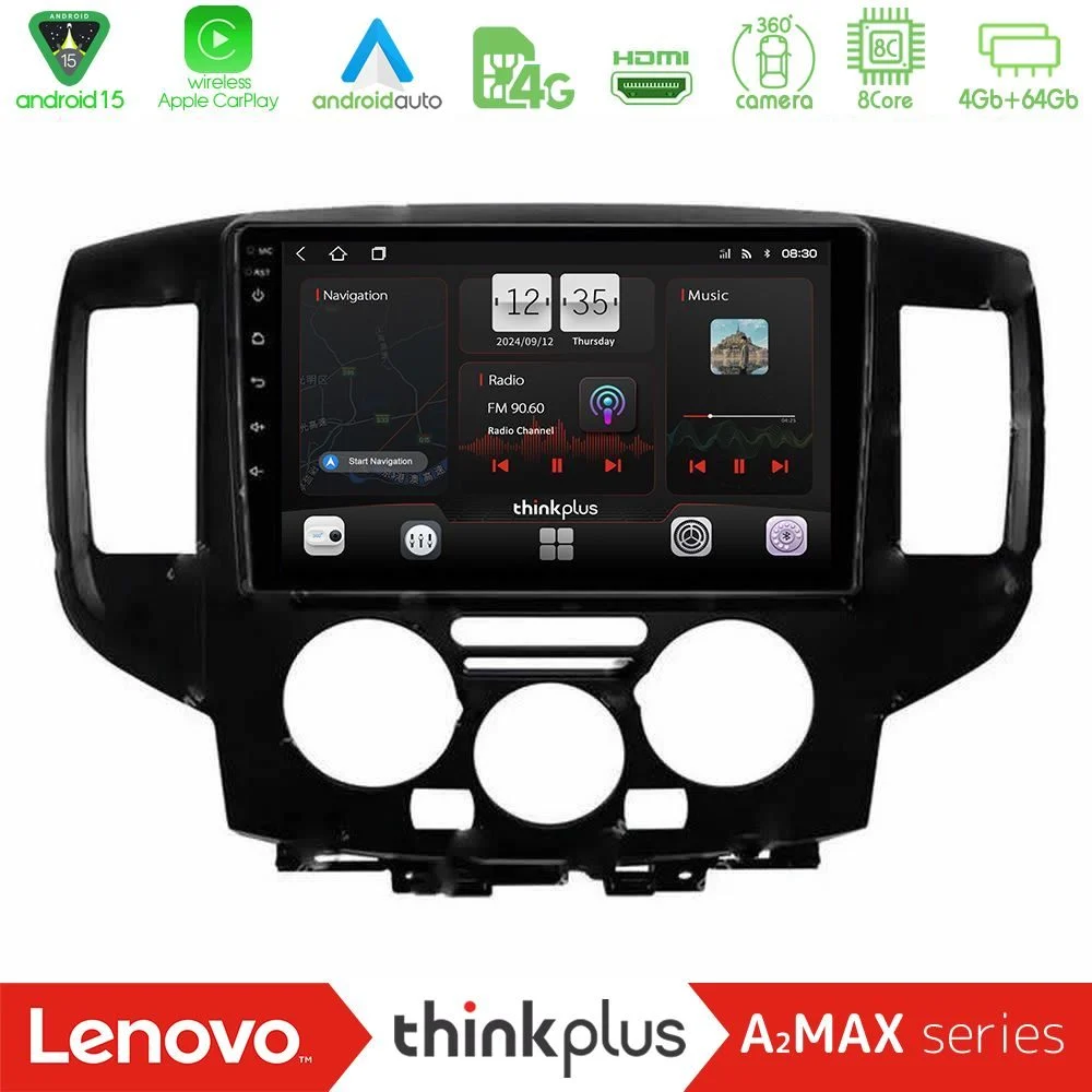 Lenovo Thinkplus A2MAX Series 8Core Android15 4+64GB Nissan NV200 Navigation Multimedia Tablet 9" (Μαύρο)