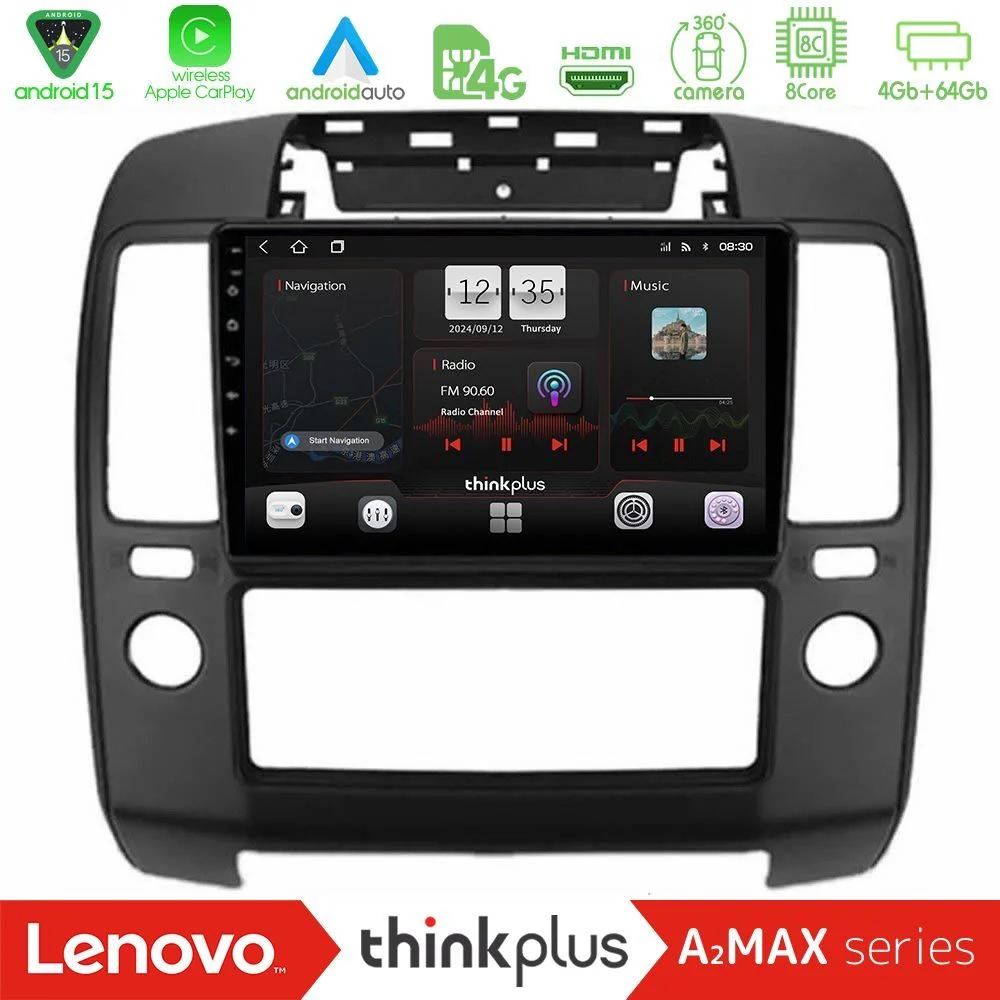 Lenovo Thinkplus A2MAX Series 8Core Android15 4+64GB  Nissan Navara Navigation Multimedia Tablet 9"