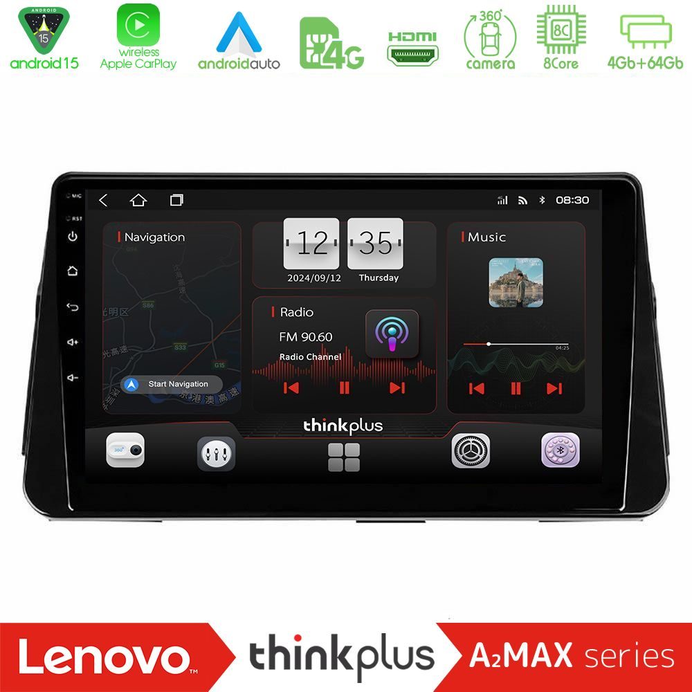 Lenovo Thinkplus A2MAX Series 8Core Android15 4+64GB  Nissan Micra K14 Navigation Multimedia Tablet 9"