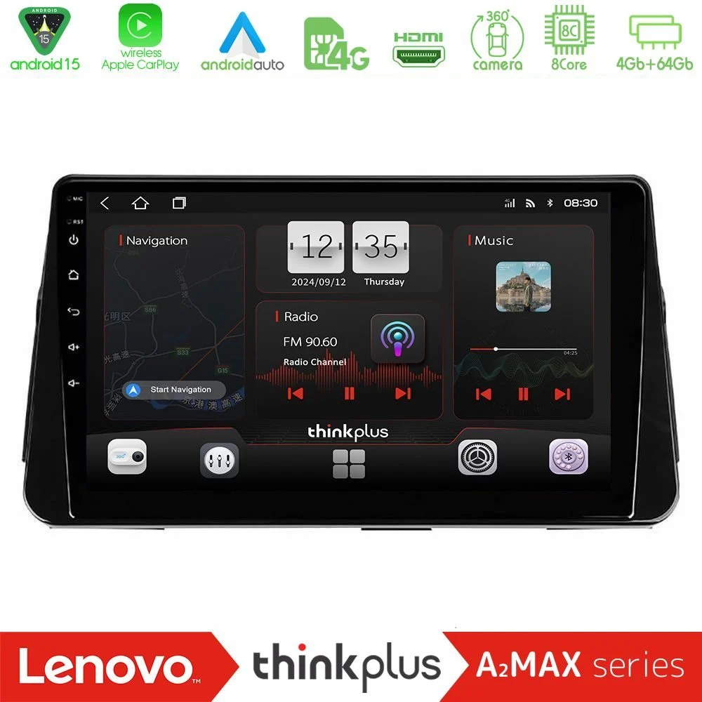 Lenovo Thinkplus A2MAX Series 8Core Android15 4+64GB Nissan Micra K14 Navigation Multimedia Tablet 9"