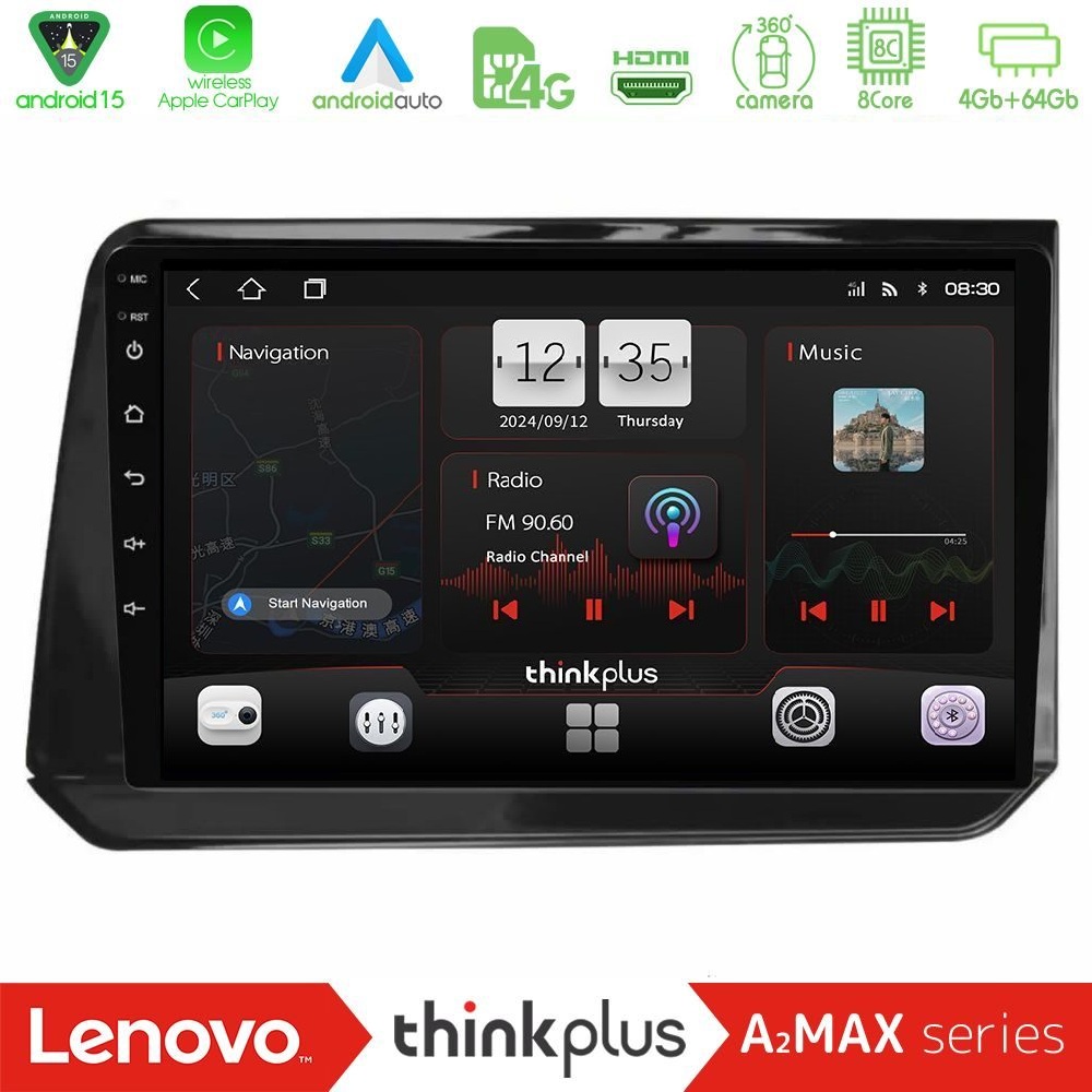 Lenovo Thinkplus A2MAX Series 8Core Android15 4+64GB Nissan Note 2021-2026 RHD Navigation Multimedia Tablet 10"