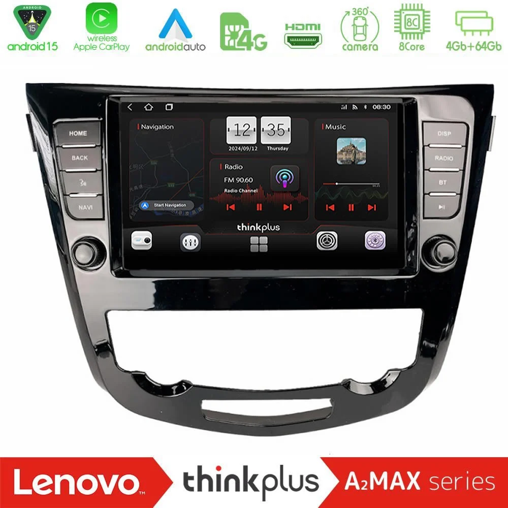 Lenovo Thinkplus A2MAX Series 8Core Android15 4+64GB Nissan Qashqai J11 (AUTO A/C) Navigation Multimedia Tablet 9"