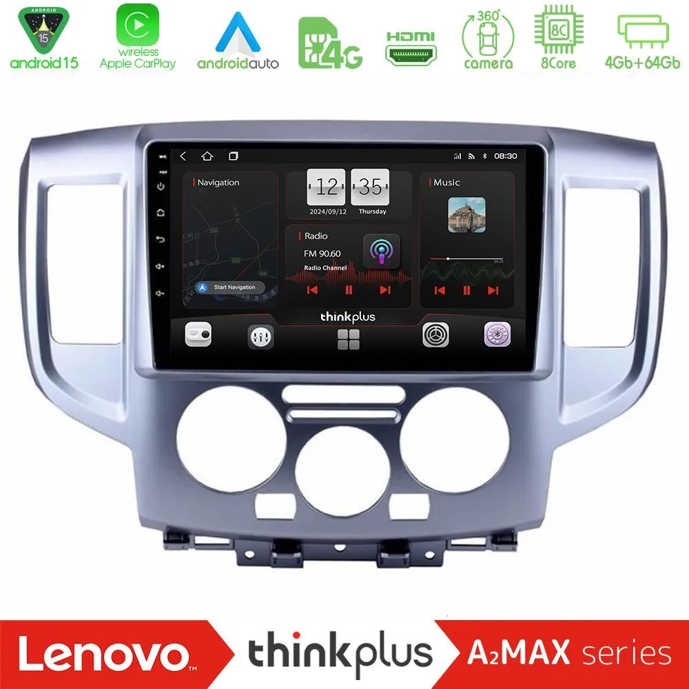 Lenovo Thinkplus A2MAX Series 8Core Android15 4+64GB Nissan NV200 Navigation Multimedia Tablet 9"