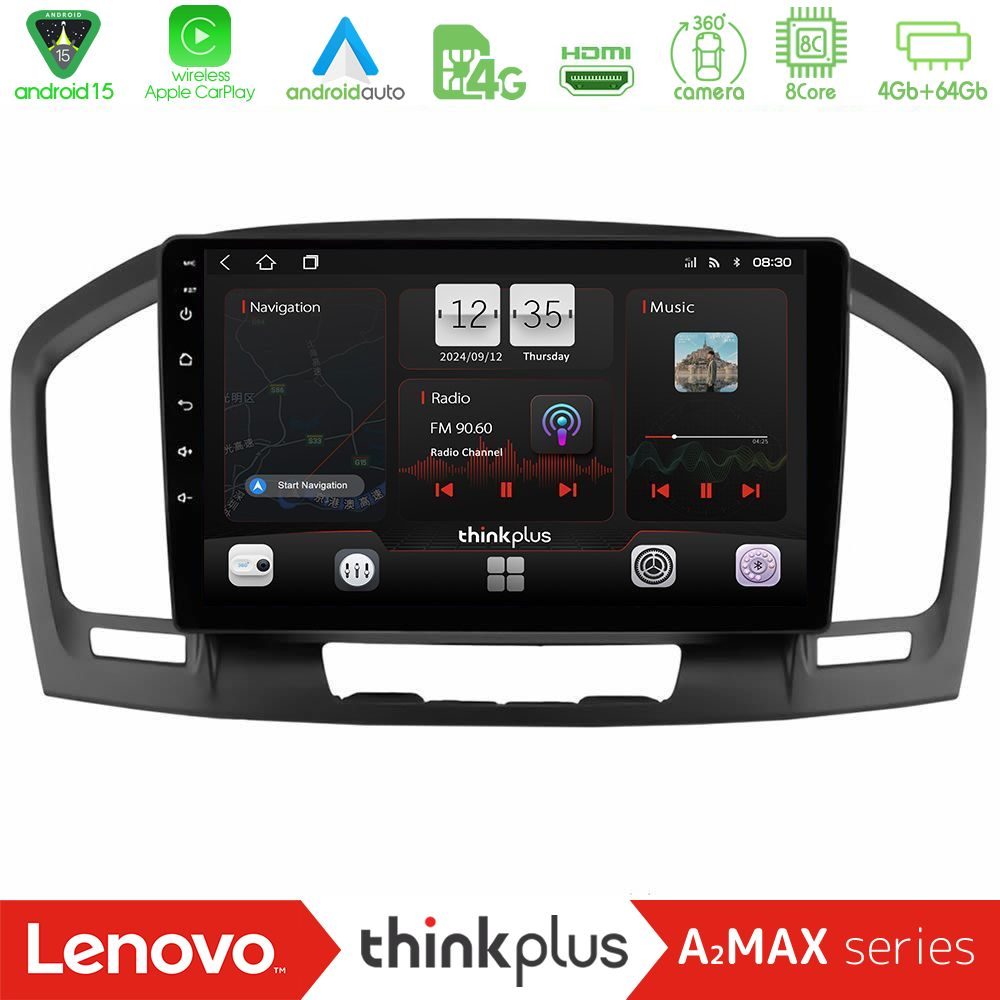 Lenovo Thinkplus A2MAX Series 8Core Android15 4+64GB  Opel Insignia 2008-2013 Navigation Multimedia Tablet 9"