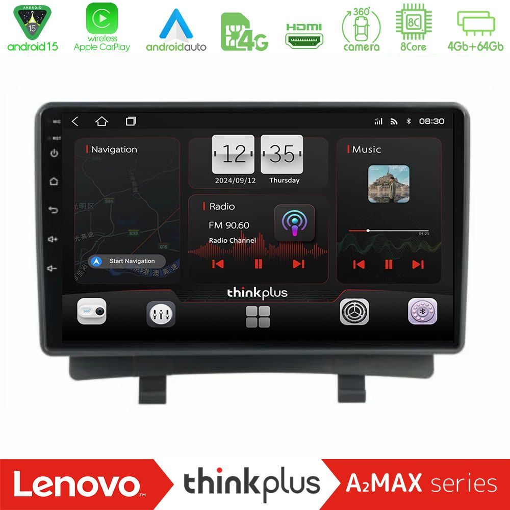 Lenovo Thinkplus A2MAX Series 8Core Android15 4+64GB  Opel Zafira 2012-2016 Navigation Multimedia Tablet 9"