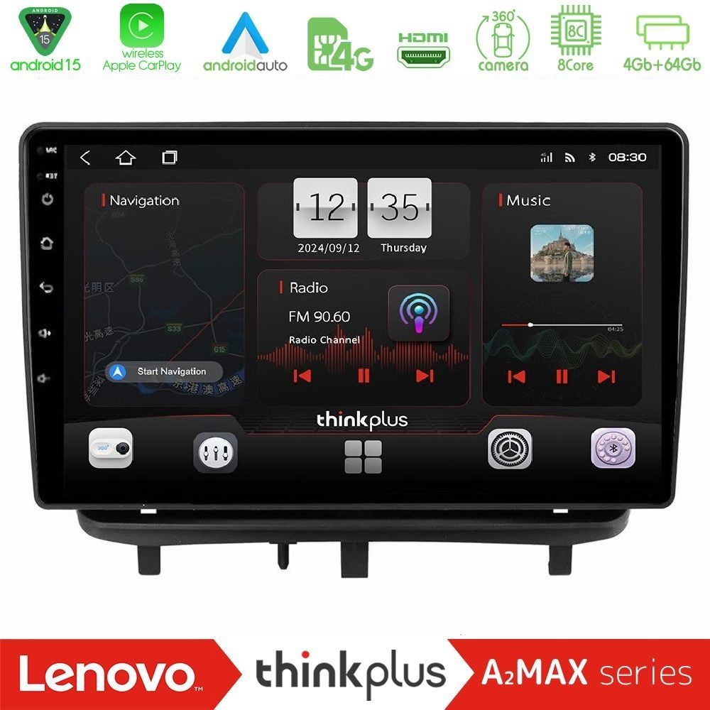 Lenovo Thinkplus A2MAX Series 8Core Android15 4+64GB Opel Corsa D 2006-2014 Navigation Multimedia Tablet 9" (Top Mount)