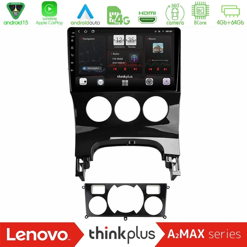 Lenovo Thinkplus A2MAX Series 8Core Android15 4+64GB Peugeot 3008 AUTO A/C Navigation Multimedia Tablet 9"