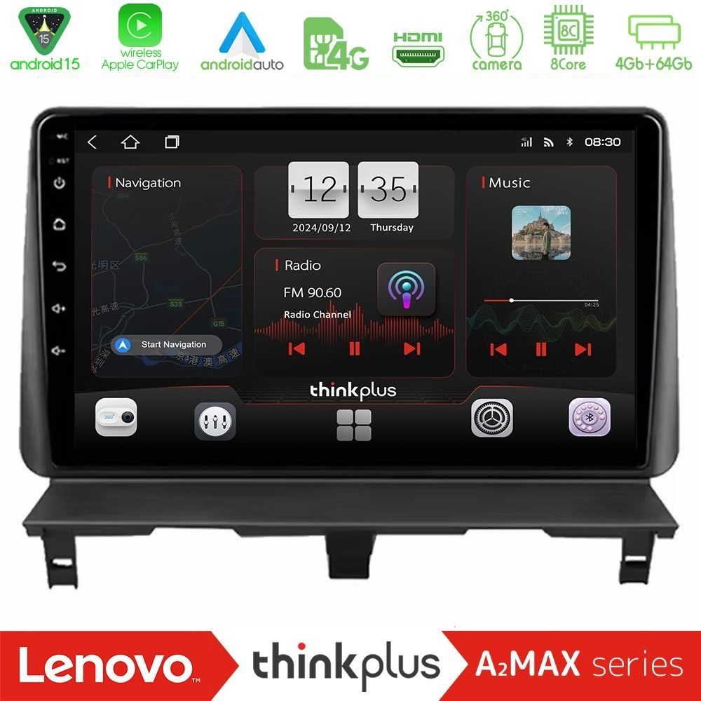 Lenovo Thinkplus A2MAX Series 8Core Android15 4+64GB Peugeot Partner / Citroën Berlingo 2002-2008 Navigation Multimedia Tablet 9"