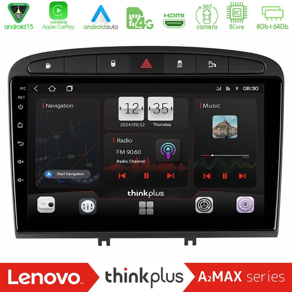 Lenovo Thinkplus A2MAX Series 8Core Android15 4+64GB  Peugeot 308/RCZ Navigation Multimedia Tablet 9"