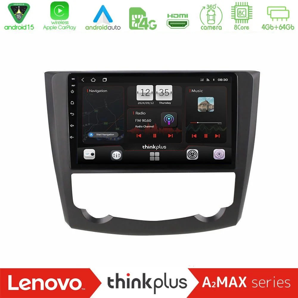 Lenovo Thinkplus A2MAX Series 8Core Android15 4+64GB Renault Kadjar Navigation Multimedia Tablet 9"