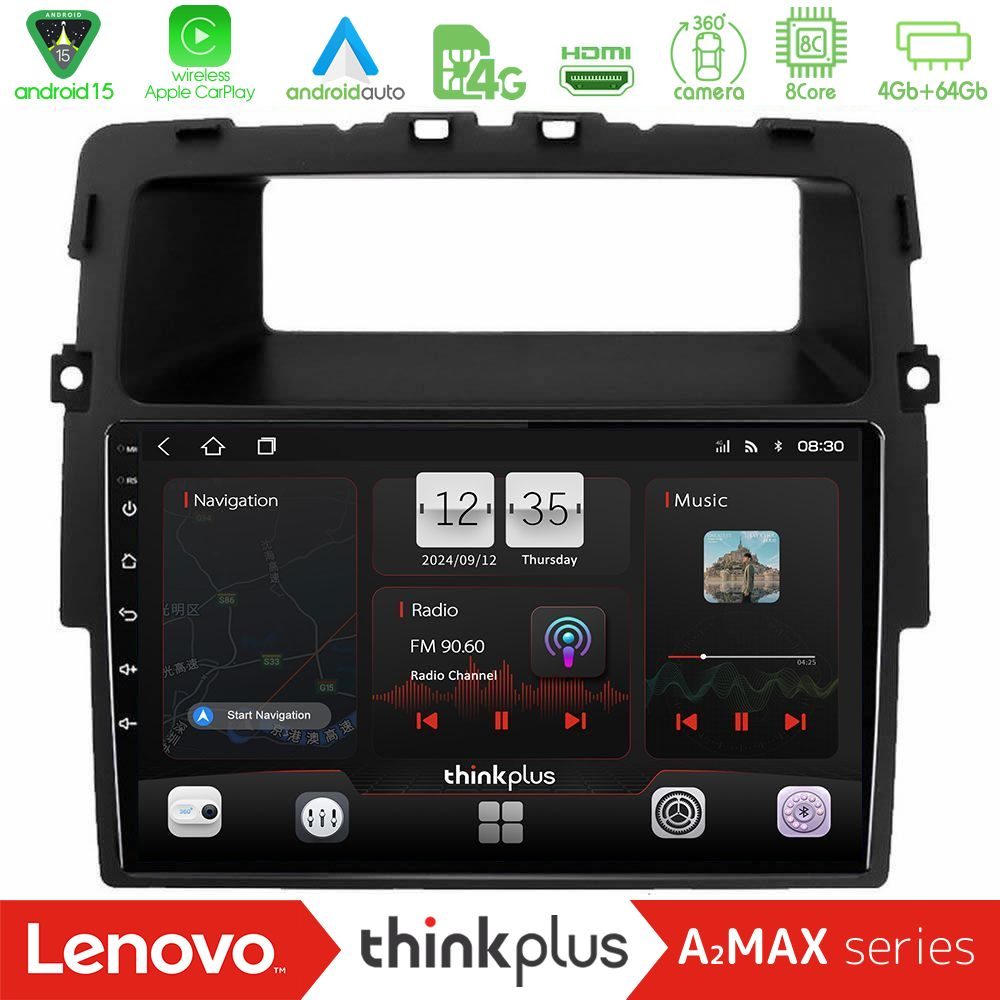 Lenovo Thinkplus A2MAX Series 8Core Android15 4+64GB  Renault/Nissan/Opel Navigation Multimedia Tablet 10"