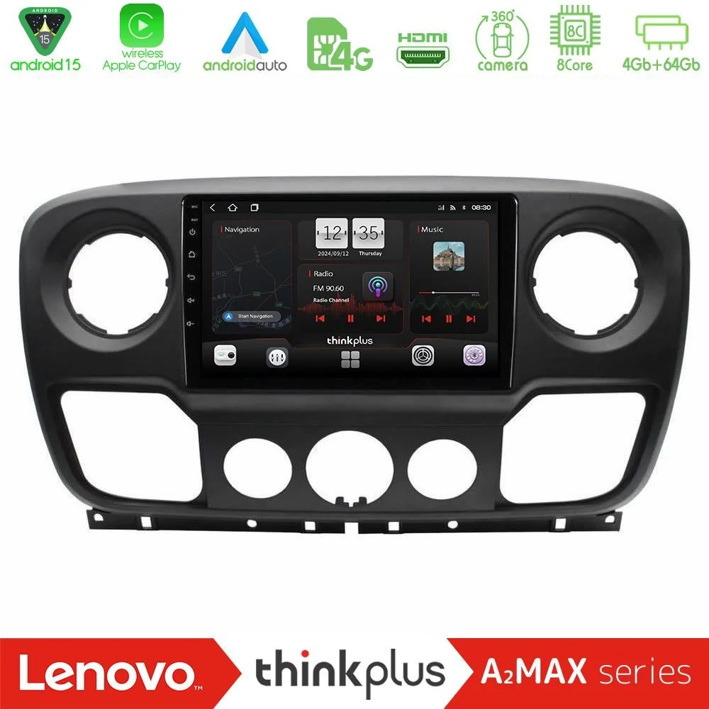 Lenovo Thinkplus A2MAX Series 8Core Android15 4+64GB Renault/Nissan/Opel Navigation Multimedia Tablet 10"