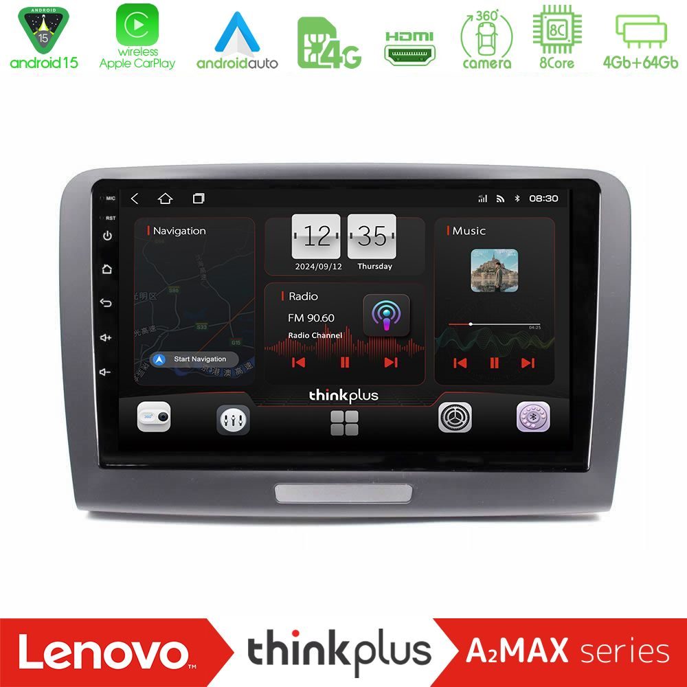 Lenovo Thinkplus A2MAX Series 8Core Android15 4+64GB  Skoda Superb 2008-2015 Navigation Multimedia Tablet 9"
