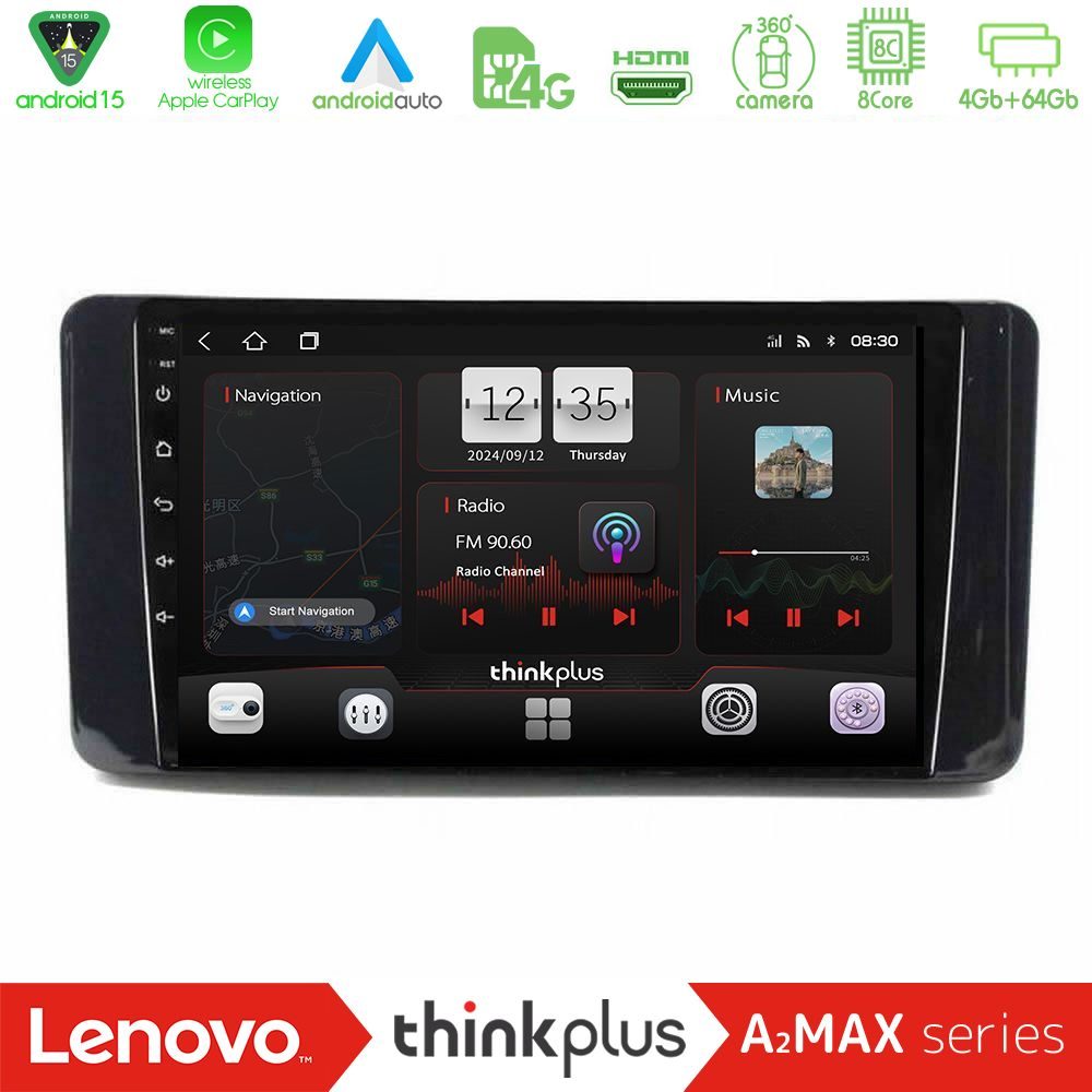 Lenovo Thinkplus A2MAX Series 8Core Android15 4+64GB  Skoda Kamiq 2019-2022 Navigation Multimedia Tablet 9"