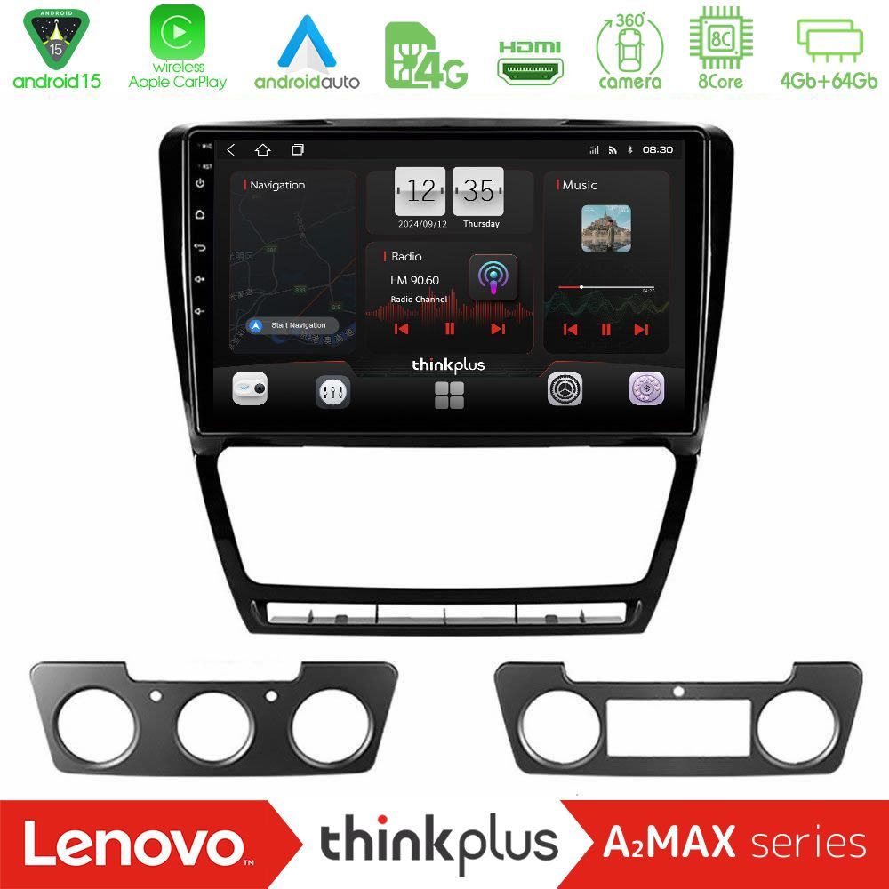 Lenovo Thinkplus A2MAX Series 8Core Android15 4+64GB  Skoda Octavia 5 Navigation Multimedia Tablet 10"