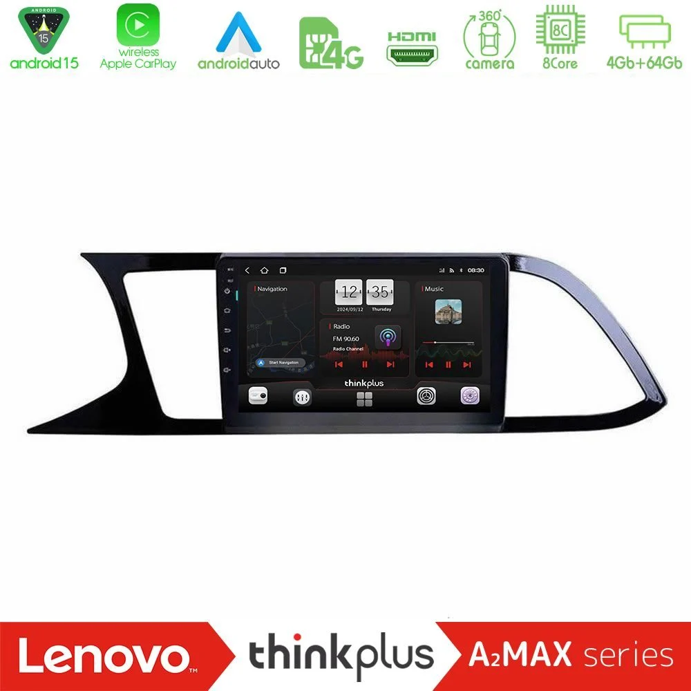 Lenovo Thinkplus A2MAX Series 8Core Android15 4+64GB  Seat Leon 2013 – 2019 Navigation Multimedia Tablet 9"
