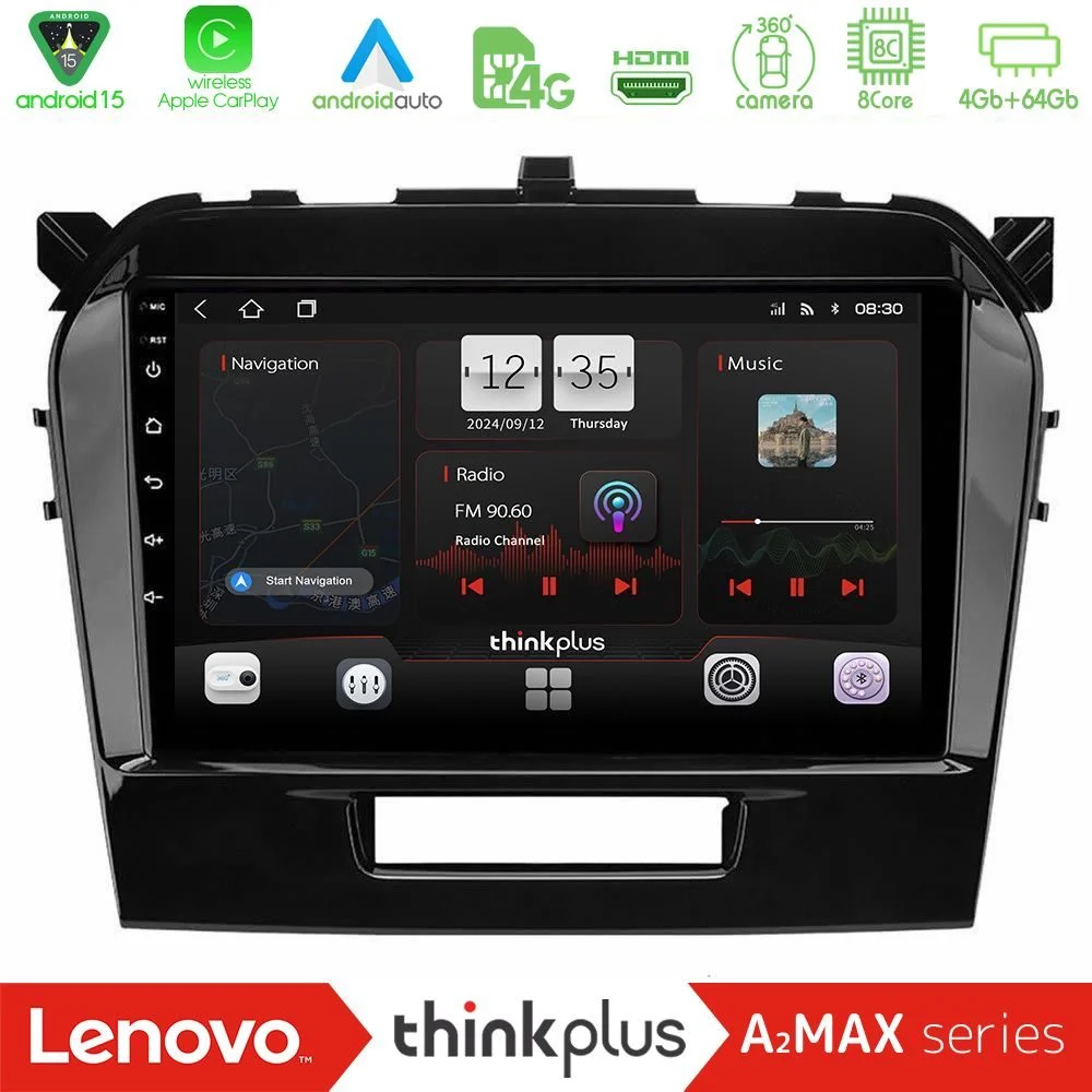 Lenovo Thinkplus A2MAX Series 8Core Android15 4+64GB Suzuki Vitara 2015-2021 Navigation Multimedia Tablet 9"