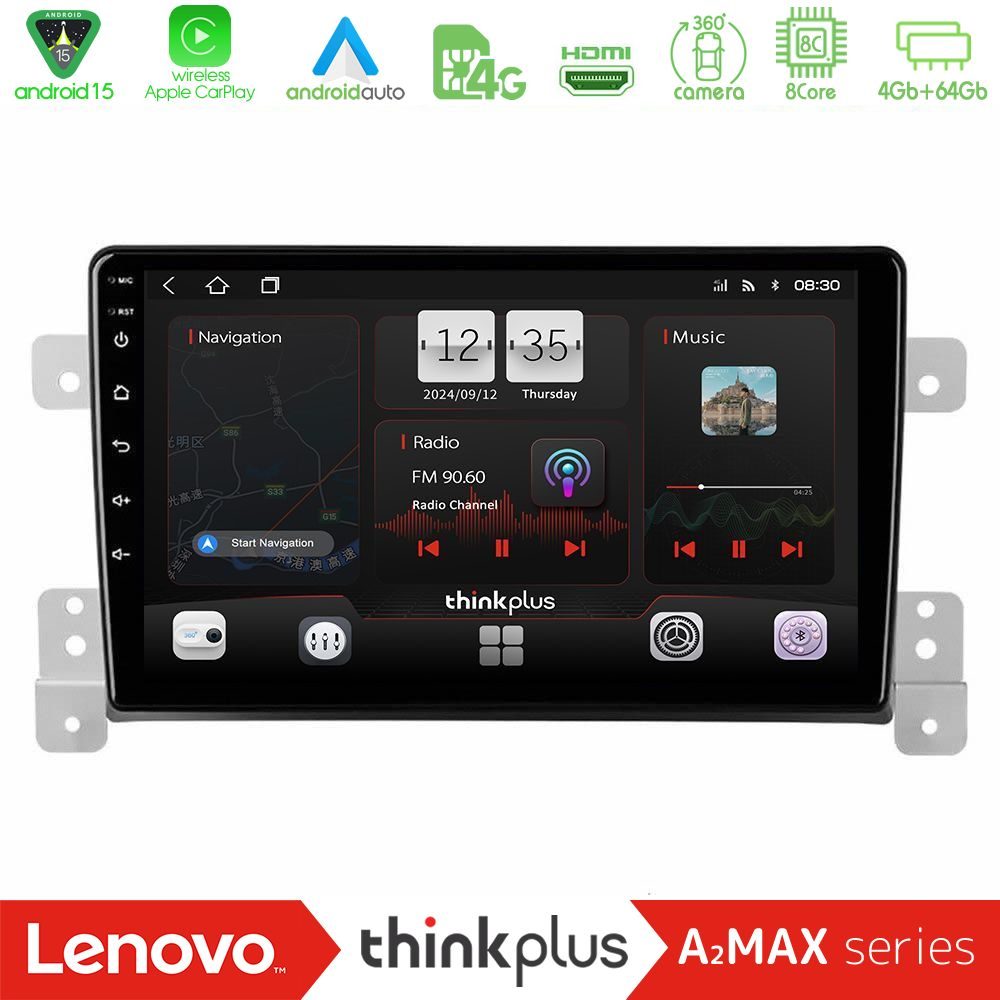 Lenovo Thinkplus A2MAX Series 8Core Android15 4+64GB  Suzuki Grand Vitara Navigation Multimedia Tablet 9"