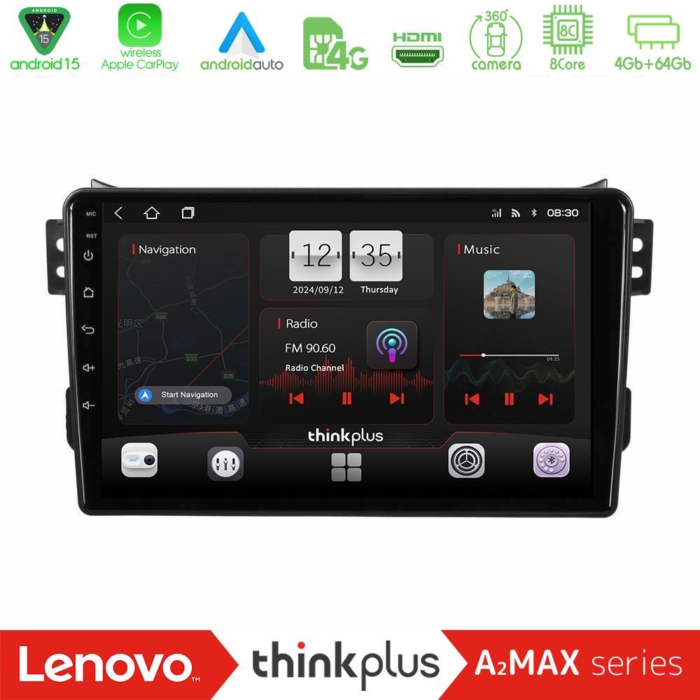 Lenovo Thinkplus A2MAX Series 8Core Android15 4+64GB Suzuki Splash & Opel Agila 2008-2014 Navigation Multimedia Tablet 9"