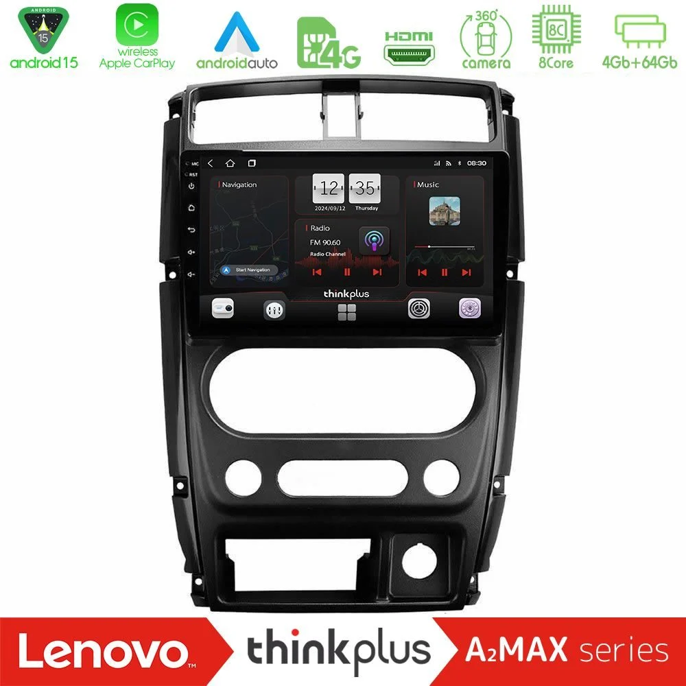 Lenovo Thinkplus A2MAX Series 8Core Android15 4+64GB Suzuki Jimny 2007-2017 Navigation Multimedia Tablet 9"