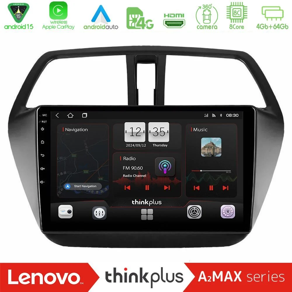 Lenovo Thinkplus A2MAX Series 8Core Android15 4+64GB  Suzuki SX4 S-Cross Navigation Multimedia Tablet 9"