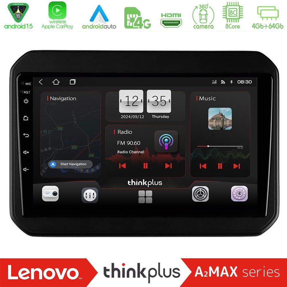 Lenovo Thinkplus A2MAX Series 8Core Android15 4+64GB  Suzuki Ignis Navigation Multimedia Tablet 9"