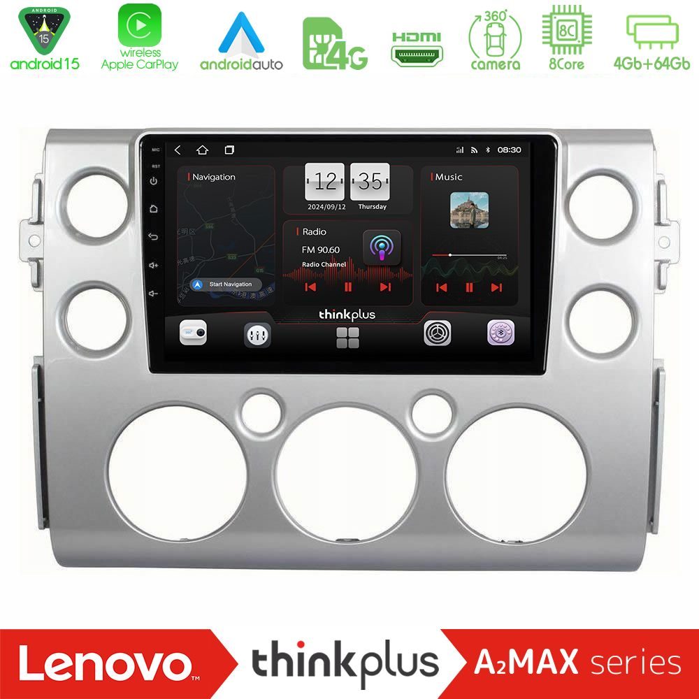 Lenovo Thinkplus A2MAX Series 8Core Android15 4+64GB Toyota FJ 2007-2014 Navigation Multimedia Tablet 9"