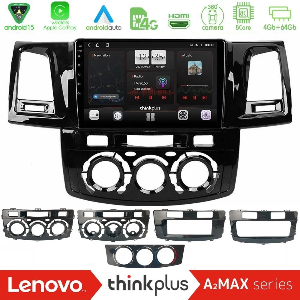 Lenovo Thinkplus A2MAX Series 8Core Android15 4+64GB Toyota Hilux 2007-2016 Navigation Multimedia Tablet 9"